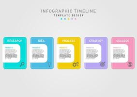 infographic 5 steps business plan for success template multi colored squares There is a letter at the top. Below the icon in the right corner White square in the center with letters vector