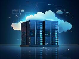 Cloud data storage, database, cloud computing concept. photo