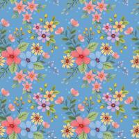 Colorful hand draw flowers seamless pattern. vector