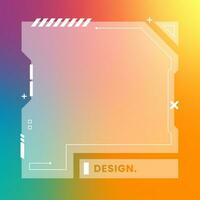 Futuristic square gradient background. Social media frame vector illustration.