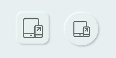 Tablet line icon in neomorphic design style. Device signs vector illustration.