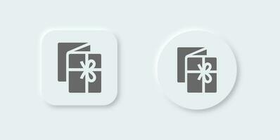 Gift solid icon in neomorphic design style. Surprise signs vector illustration.