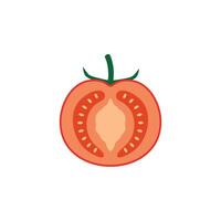 Slice of red tomato flat design vector illustration isolated on white