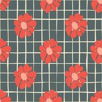 Retro groovy flowers seamless pattern. Vintage floral background. Abstract stylized botanical wallpaper vector