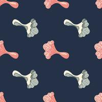 Simple psychedelic mushrooms seamless pattern. Magical fly agaric wallpaper. vector