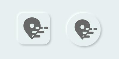 Location solid icon in neomorphic design style. Pin pointer signs vector illustration.