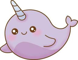 Cute Purple Narwhal Illustration vector