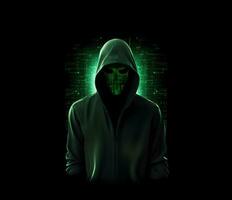 Anonymous hacker. Concept of dark web, cybercrime, cyberattack, etc photo