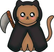 Grim Reaper Cat Illustration vector