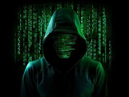 Anonymous hacker. Concept of dark web, cybercrime, cyberattack, etc photo