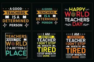 Set of teacher  typography t shirt, Teachers day t shirt bundle vector