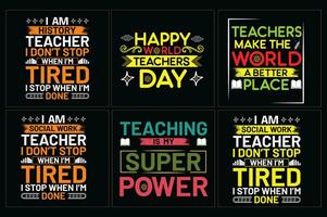 Set of teacher  typography t shirt, Teachers day t shirt bundle vector