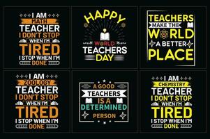 Set of teacher  typography t shirt, Teachers day t shirt bundle vector