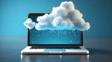 Cloud data storage, cloud computing and data transfer concept. AI generated photo