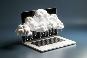 Cloud data storage, cloud computing and data transfer concept. AI generated photo