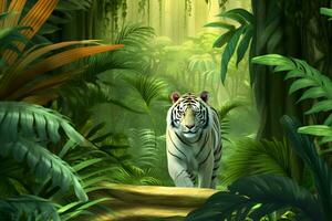 Tiger in the jungle. AI generated photo