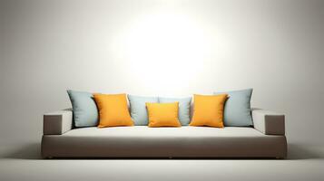 Pillows on the sofa settee in the restroom. AI generated. photo
