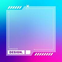 Futuristic square gradient background. Social media frame vector illustration.