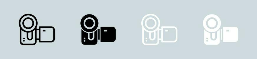 Handycam icon set in black and white. Camera recorder signs vector illustration.