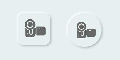 Handycam solid icon in neomorphic design style. Camera recorder signs vector illustration.