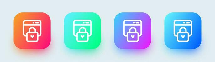 Privacy line icon in square gradient colors. Security signs vector illustration.