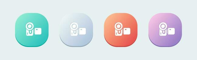 Handycam solid icon in flat design style. Camera recorder signs vector illustration.