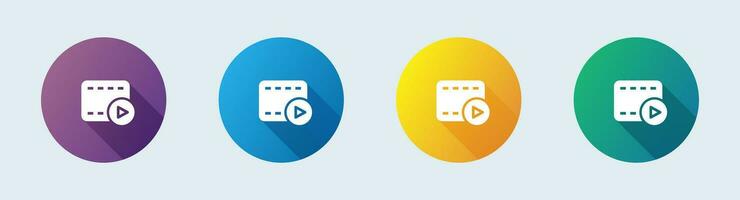 Cinema solid icon in flat design style. Video signs vector illustration.