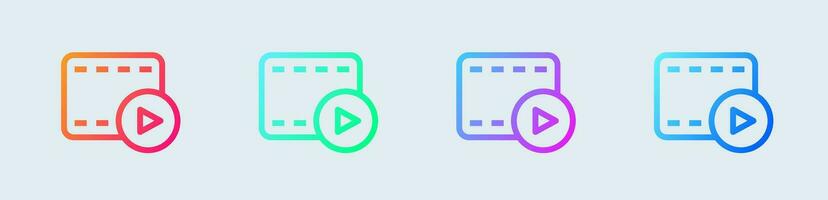 Cinema line icon in gradient colors. Video signs vector illustration.