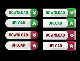 set collection of red green download buttons vector