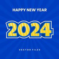 Blue Yellow 2024 New Year Vector
