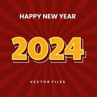 Orange Red 2024 New Year Vector