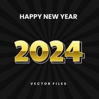 Black Gold 2024 New Year Vector