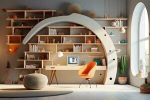 Minimalistic office interior for productive work AI Generative photo