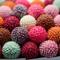 Delicious brigadeiros, sweet chocolate truffles photo