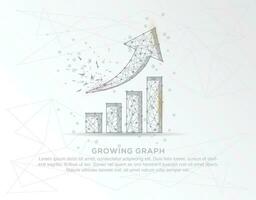 Growing up graph chart abstract mash line and composition digitally drawn in the form of broken a part triangle shape and scattered dots. vector