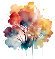 Watercolor Autumn Tree Splash AI Generative png