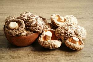 Dried shiitake mushroom isolated on white background with clipping path, healthy food. photo