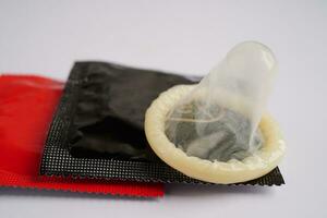 Condom  for prevent infection, safe sex  and birth control. photo