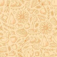 Thanksgiving monochrome seamless pattern with doodles for backgrounds, wallpaper, scrapbooking, stationary, packaging, wrapping paper, textile prints, etc. EPS 10 vector