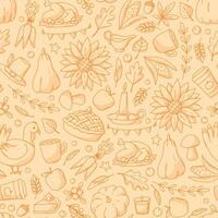 Thanksgiving monochrome seamless pattern with doodles for backgrounds, wallpaper, scrapbooking, stationary, packaging, wrapping paper, textile prints, etc. EPS 10 vector