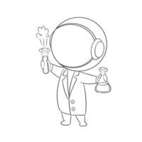 The astronaut is distributing the potion he is carrying in his hand for coloring vector