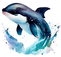 Watercolor Killer Whale AI Generative png