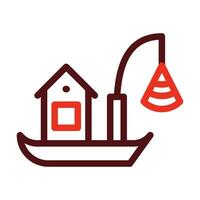 Fishing Boat Glyph Two Color Icon For Personal And Commercial Use. vector