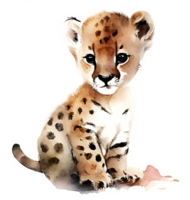 Watercolor Cheetah Portrait AI Generative png