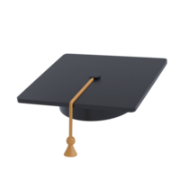 Graduation university or college black cap 3d icon education realistic illustration isolated transparent png. Element for degree ceremony and educational programs design png