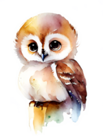 Watercolor Owl Portrait AI Generative png