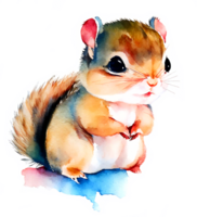 Cute Watercolor Chipmunk AI Generative png