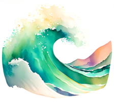 Turquoise Watercolor Ocean Wave AI Generative png