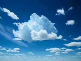 un grande campo con un azul cielo y nubes ai generado foto
