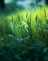 AI Generative Blured green grass background photo